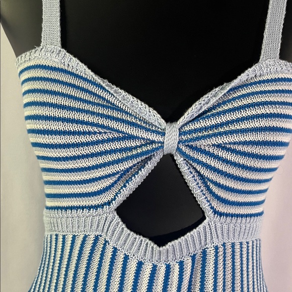 SHEIN Blue Striped Cut Out Knit Midi Dress - Picture 8 of 16